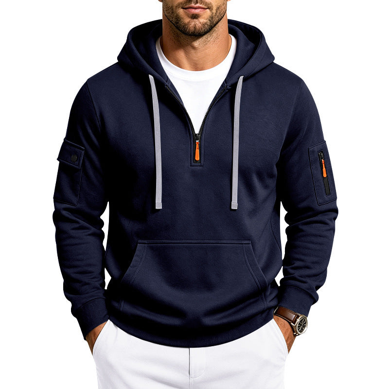 Men's Performance Hoodie with Half-Zip, Utility Arm Pockets and Kangaroo Pocket Mune Fashion