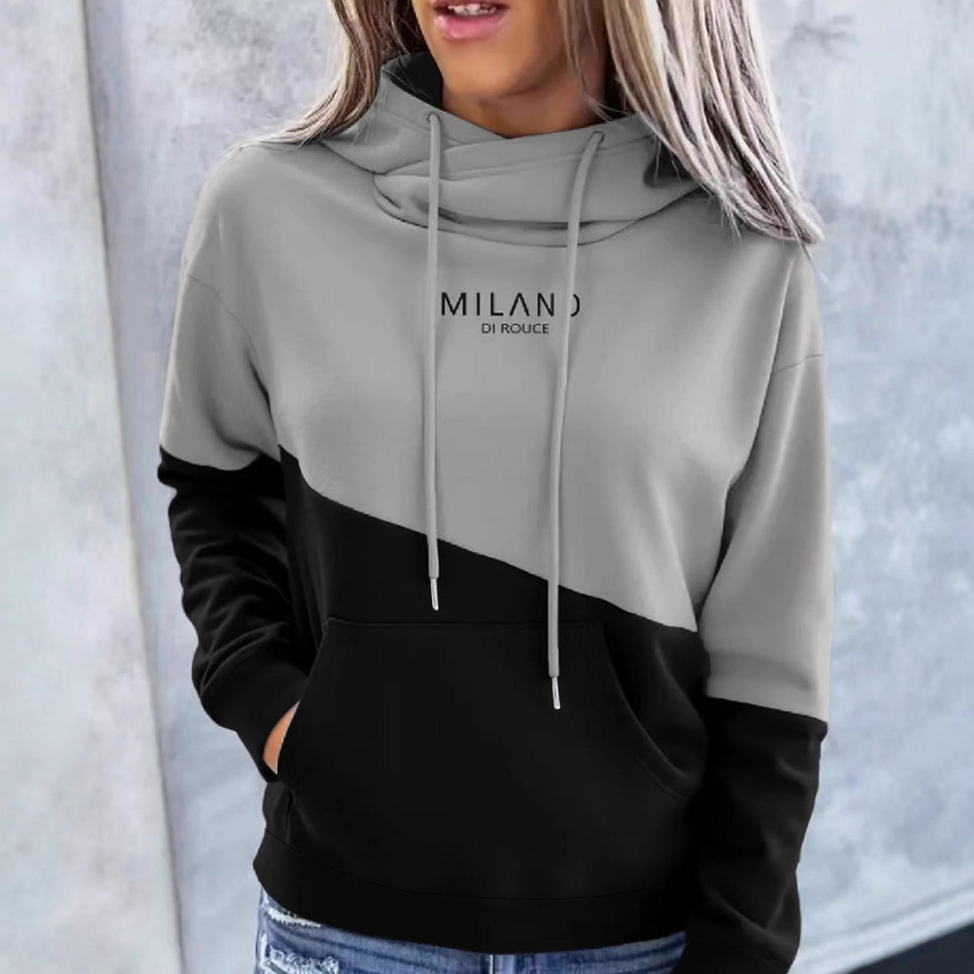 Women's hoodie with colorblock, kangaroo pocket, and oversized fit Mune Fashion