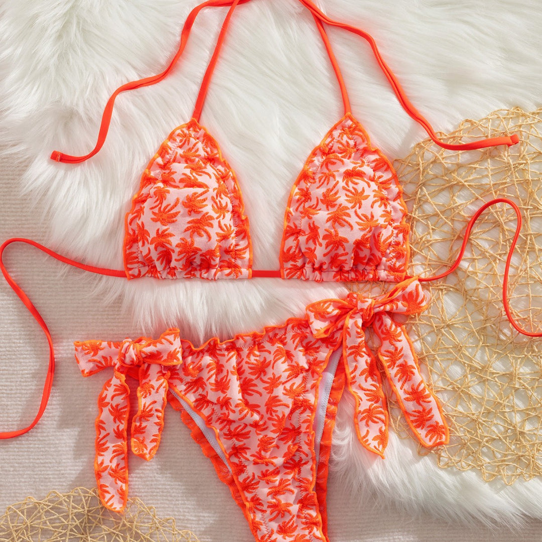 Women’s triangle bikini with playful ties and floral design Mune Fashion
