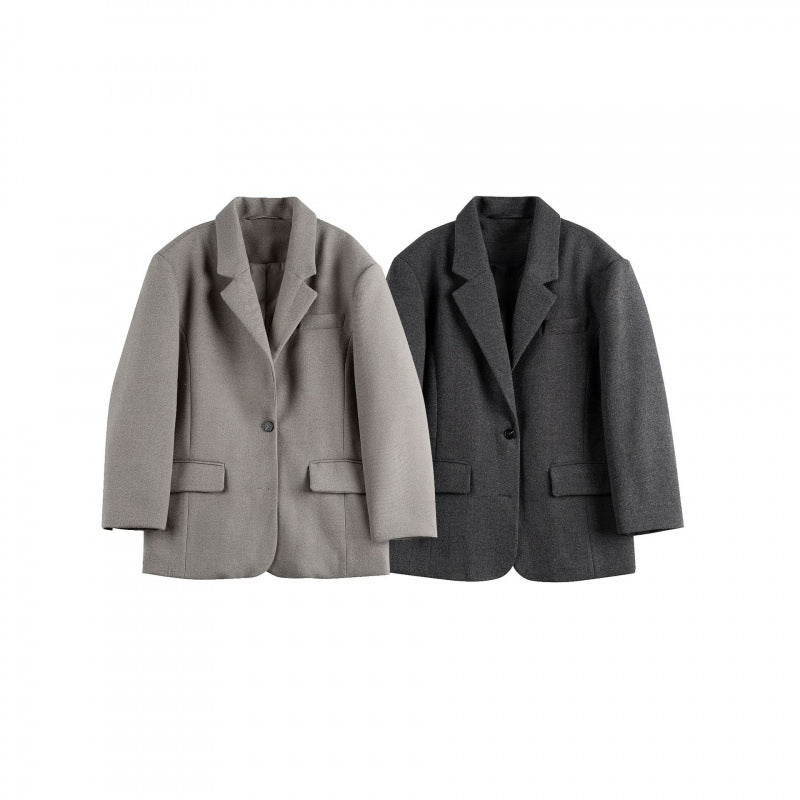 Women's Oversize Blazer in Boxy Cut with Lapel Collar and Flap Pockets Mune Fashion