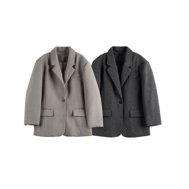Women's Oversize Blazer in Boxy Cut with Lapel Collar and Flap Pockets Mune Fashion