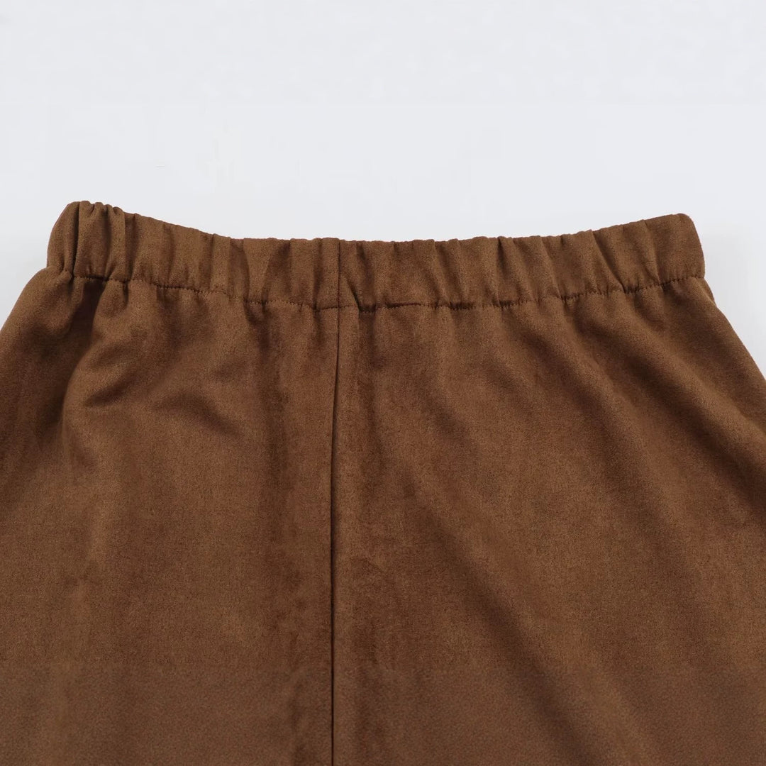Women's A-line midi skirt in velour look with high waist Mune Fashion