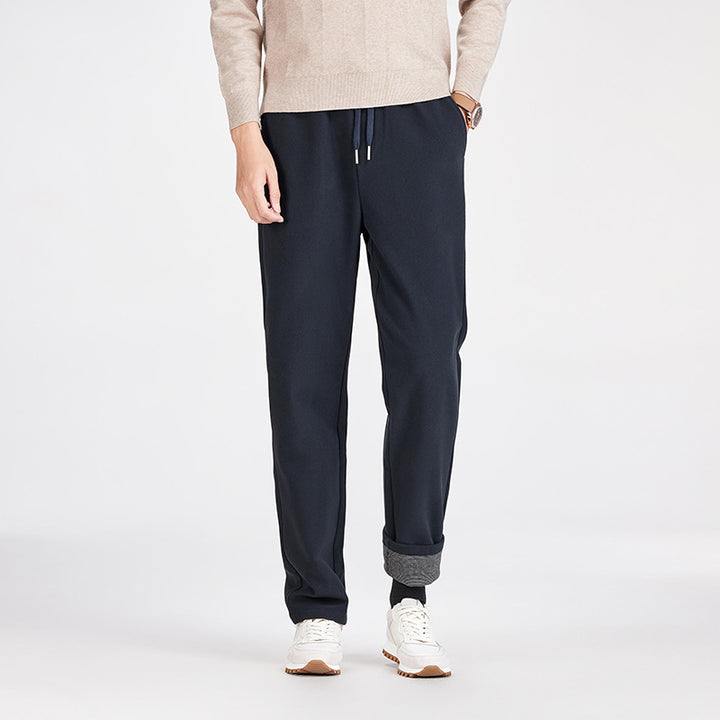 Men's Casual Jogging Pants with Straight Cut, Elastic Waistband, and Turned-Up Hem Mune Fashion