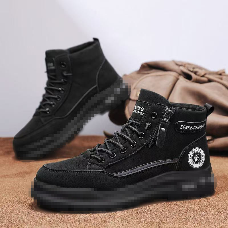 Men's ankle-high sneaker boots made of suede with zipper and patterned rubber sole Mune Fashion