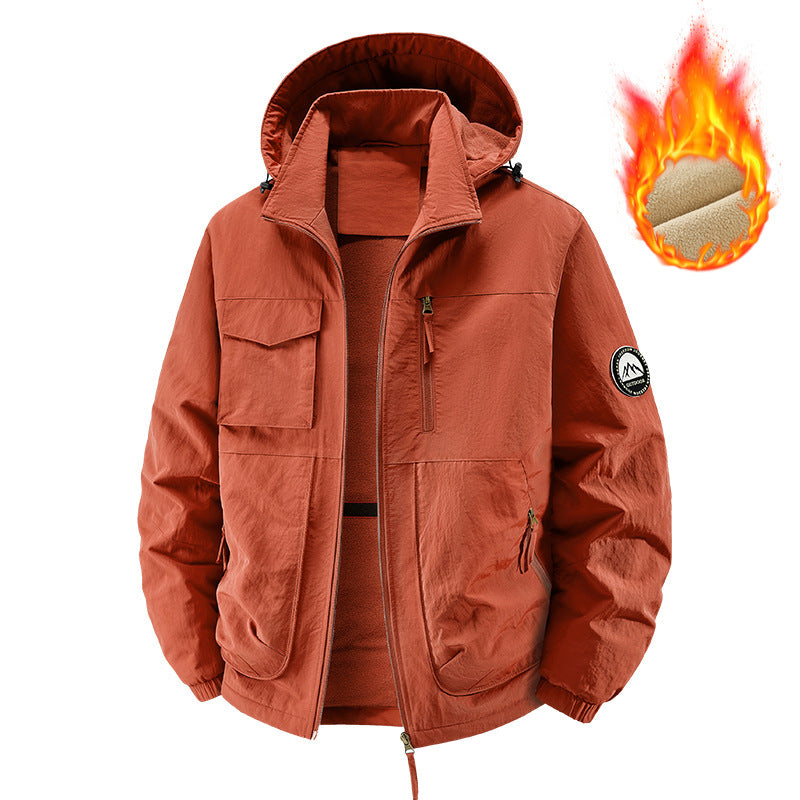 Men's Insulated Outdoor Jacket with Fleece Lining and Multifunctional Utility Pockets Mune Fashion