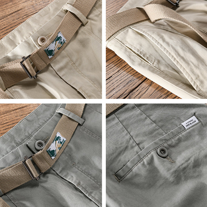 Men's cotton chino with woven belt and tapered leg Mune Fashion