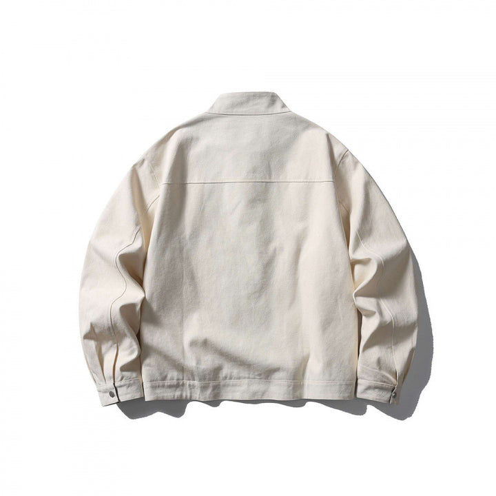 Men's lightweight cotton canvas jacket with stand-up collar and plaid lining Mune Fashion