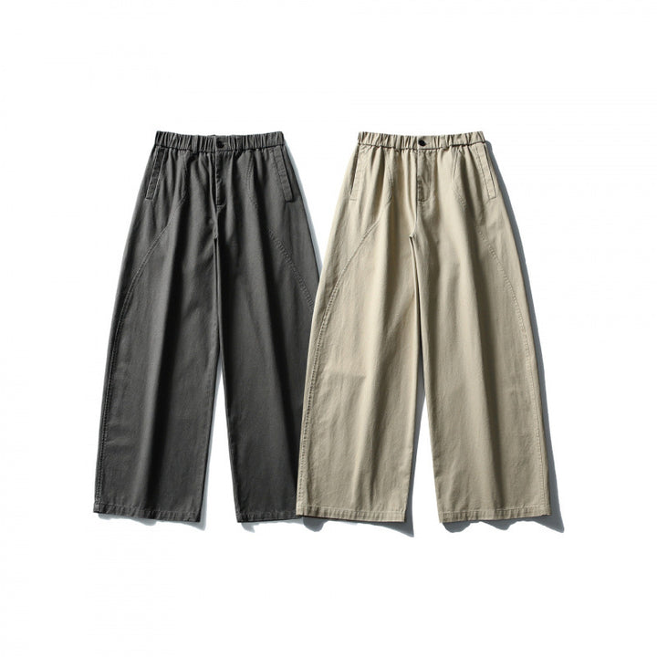 Women Wide High-Waist Culotte Pants with Elastic Waistband and Side Pockets Mune Fashion