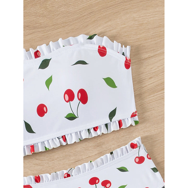 Women's bandeau bikini with cheerful cherry pattern and elegant ruffle Mune Fashion