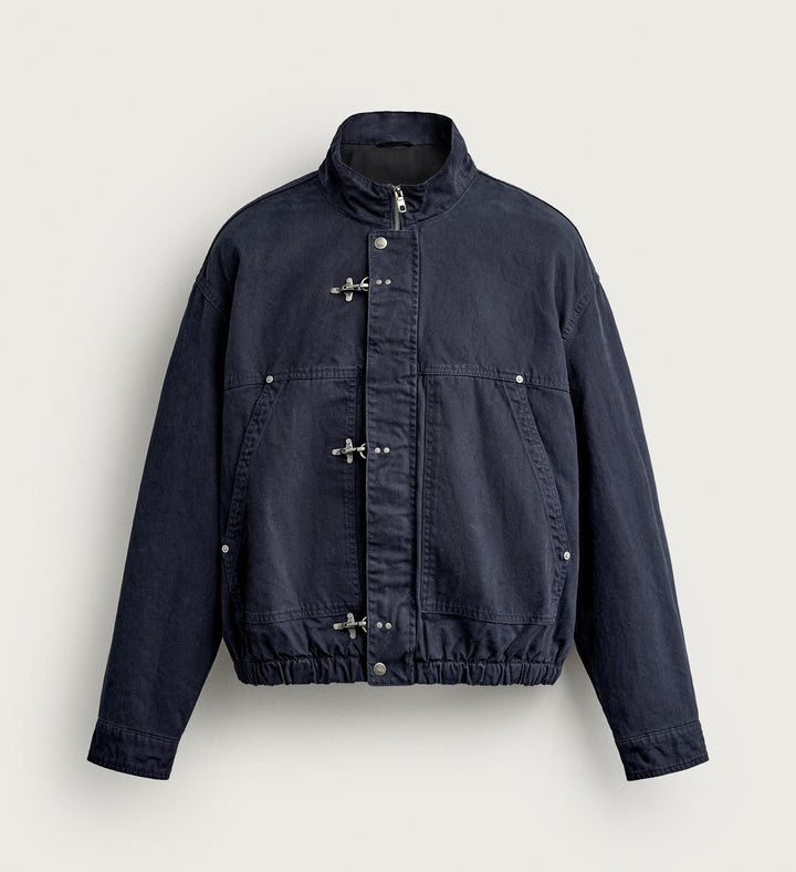 Men's Lightweight Oversized Field Jacket with Stand-up Collar and Toggle Closures Mune Fashion