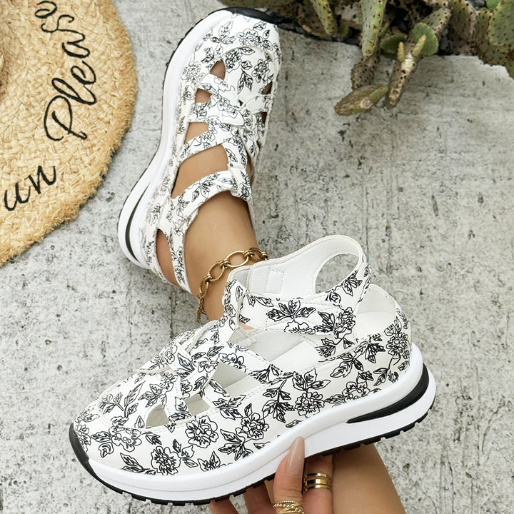 Women's Platform Sneaker Sandal with Closed Toe and Velcro Closure Mune Fashion