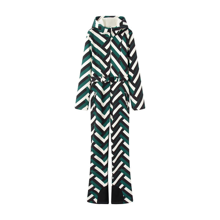 Women's overall with hood, tailored tie belt and wide flared legs Mune Fashion