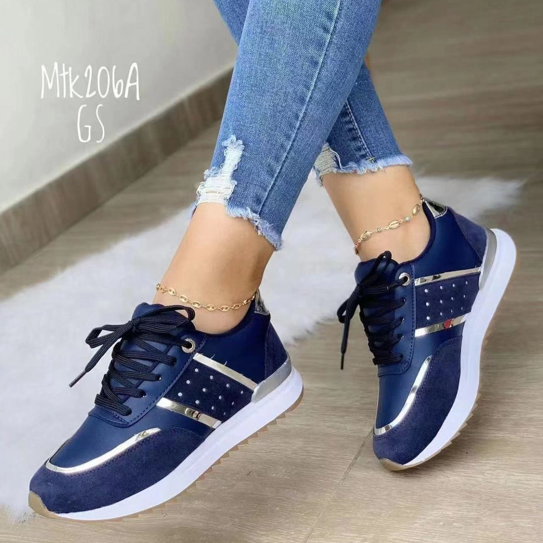 Women's Trendy Platform Sneakers with Metallic Accents and Padded Comfort Sole Mune Fashion