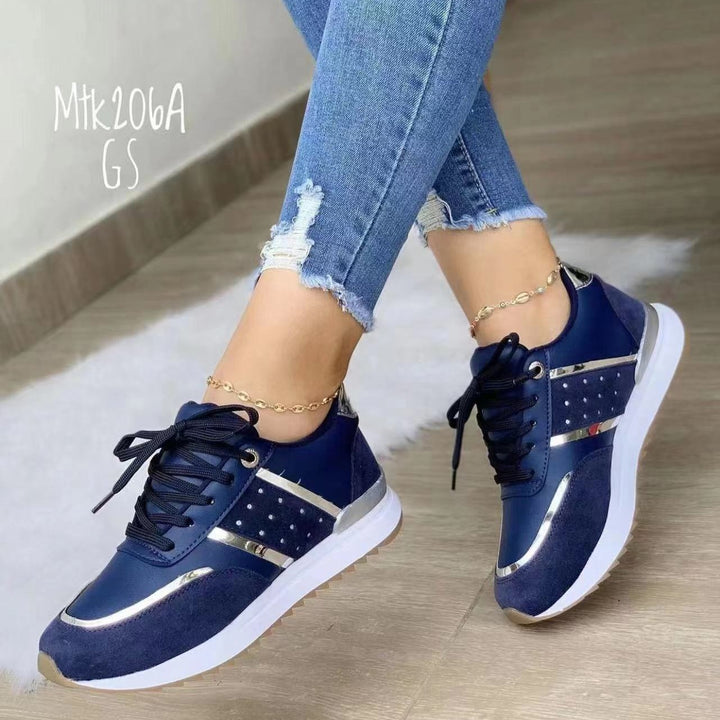 Women's Trendy Platform Sneakers with Metallic Accents and Padded Comfort Sole Mune Fashion