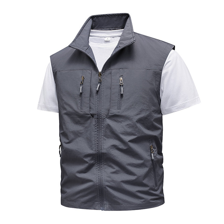 Men's functional zip vest with multiple zip pockets and high stand-up collar Mune Fashion