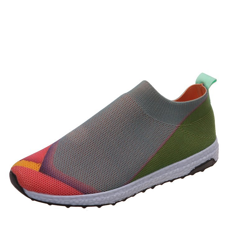 Women's Lightweight Knit Slip-On Sneakers without Laces with Breathable Mesh and Cushioned Platform Sole Mune Fashion