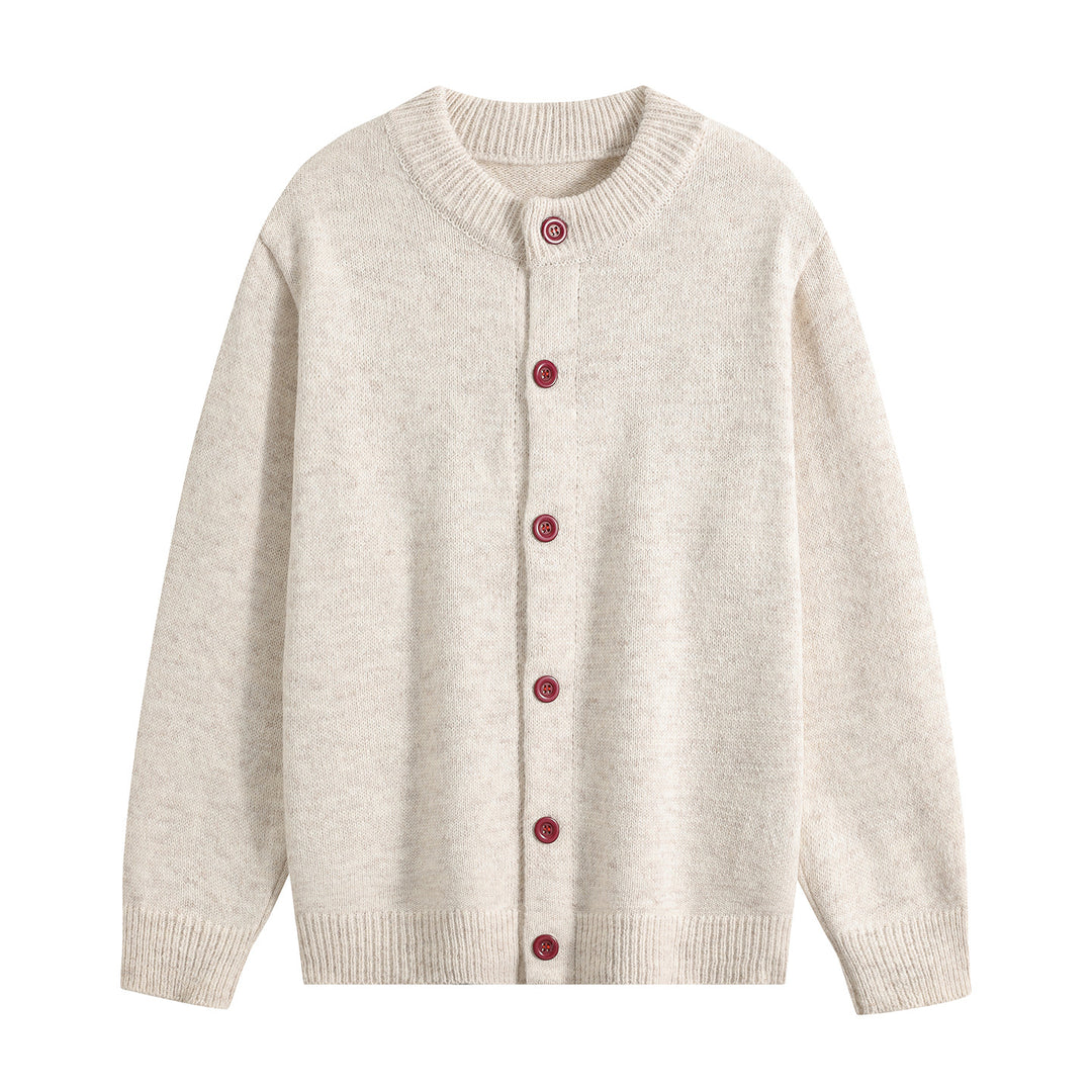 Women's Oversized Cardigan with Round Neck, Ribbed Hem & Contrast Buttons Mune Fashion