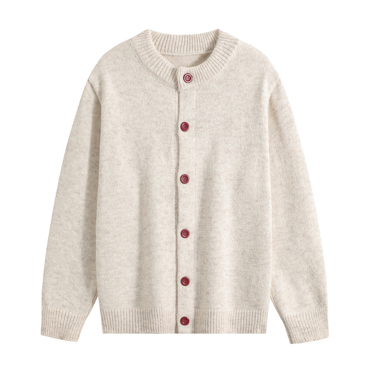 Women's Oversized Cardigan with Round Neck, Ribbed Hem & Contrast Buttons Mune Fashion