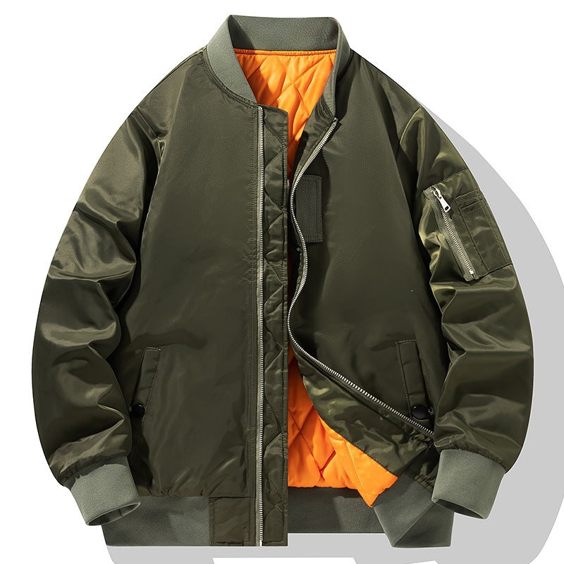 Men's Quilted Bomber Jacket with Contrasting Padded Lining, Arm Pocket & Ribbed Cuffs Mune Fashion