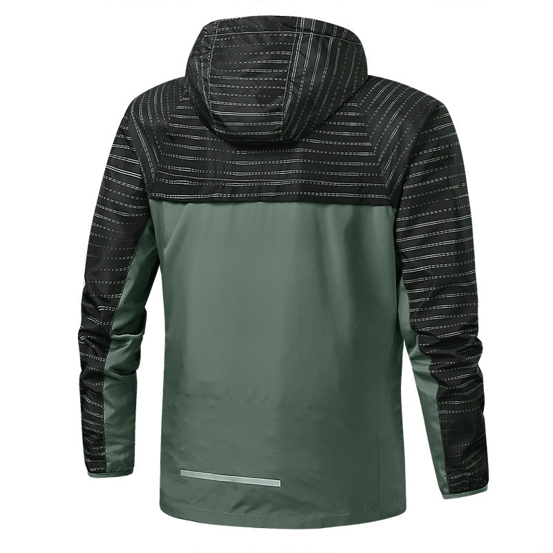 Men's Lightweight Reflective Hooded Windbreaker with Mesh Lining and Zipper Pockets Mune Fashion