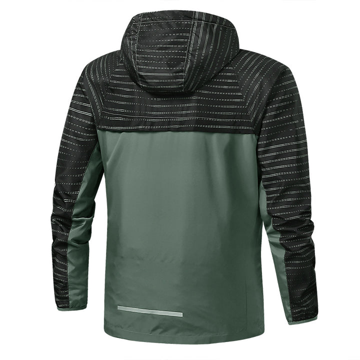Men's Lightweight Reflective Hooded Windbreaker with Mesh Lining and Zipper Pockets Mune Fashion
