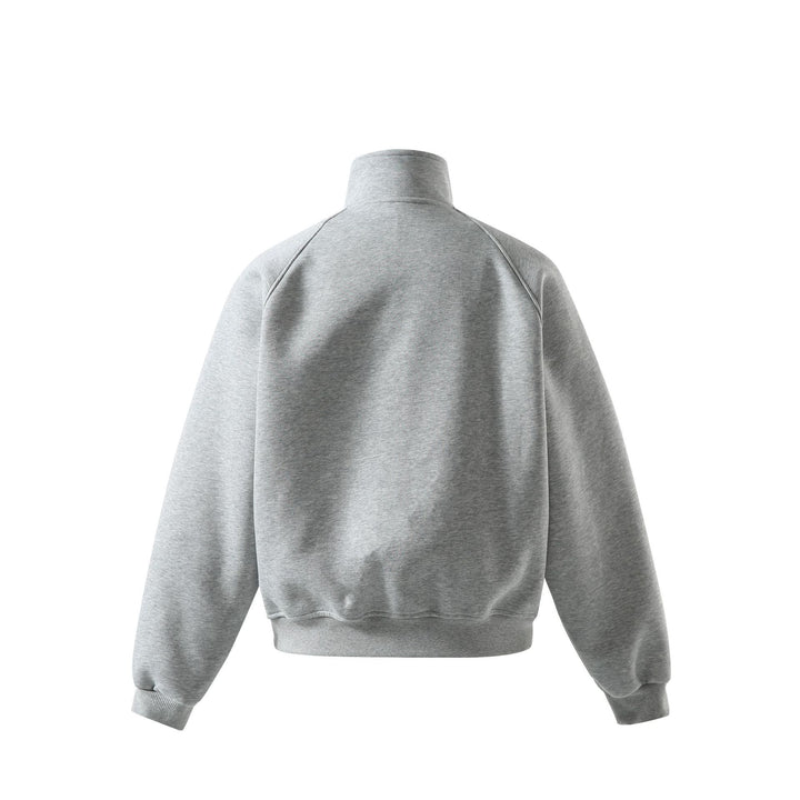 Unisex Short Cut Sweat Jacket with High Stand-Up Collar and Snap Closure Mune Fashion