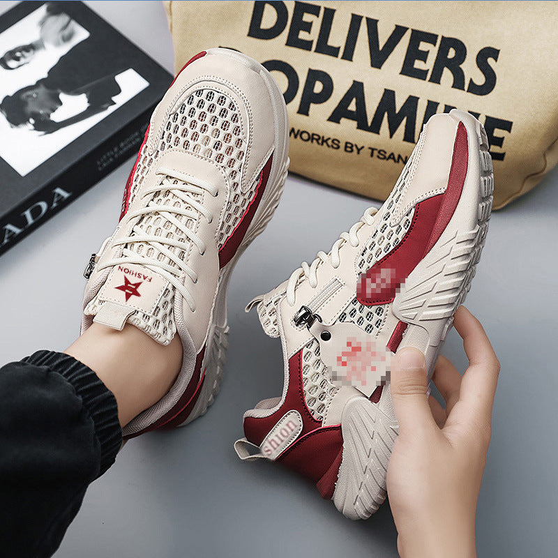 Men's Mesh-Chunky-Sneaker with Side Zipper and Cushioning Profile Sole Mune Fashion