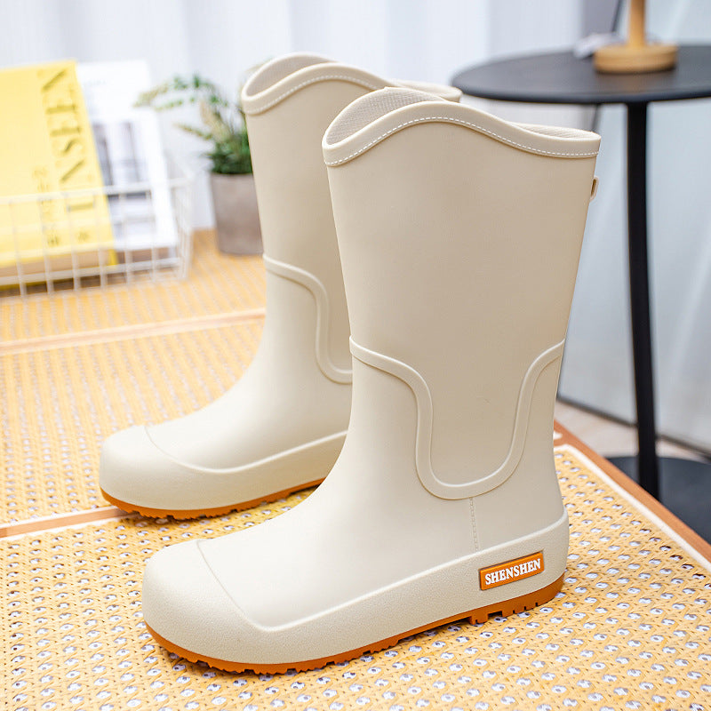 Women mid-height waterproof rubber boots with non-slip tread sole Mune Fashion