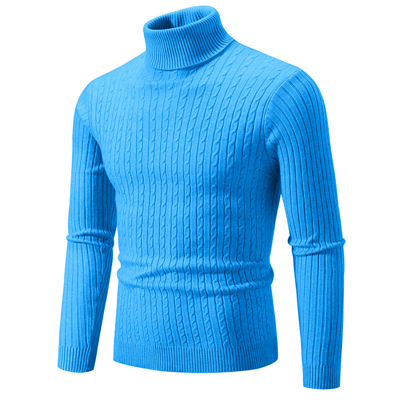 Men's Tailored Thermal Roll Neck Sweater with Cable and Rib Knit Structure Mune Fashion