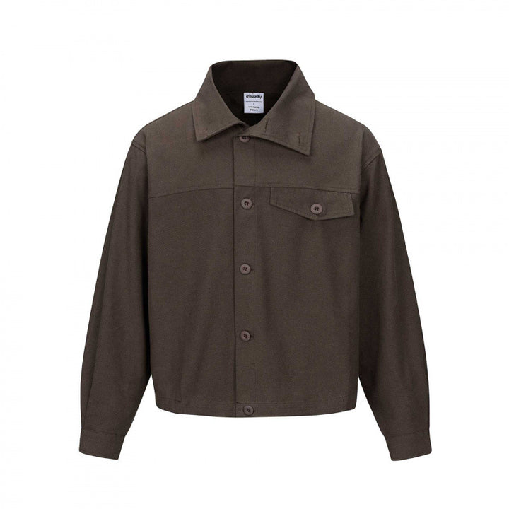 Unisex Short Cut Boxy Shirt Jacket with Chest Pocket and Clear Button Placket Mune Fashion