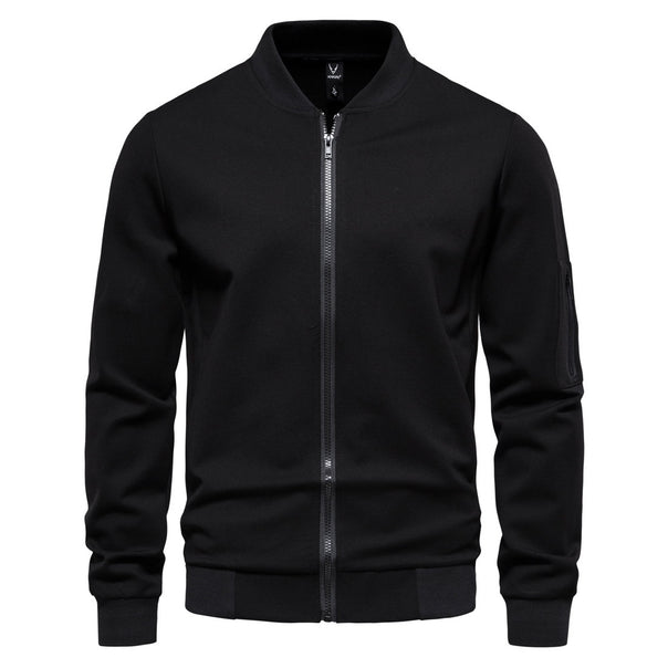 Men's Slim Bomber Jacket with Full Zip, Arm Pocket and Ribbed Cuffs Mune Fashion