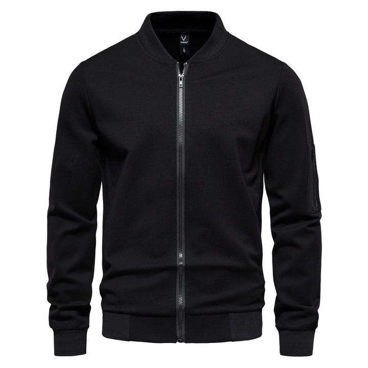 Men's Slim Bomber Jacket with Full Zip, Arm Pocket and Ribbed Cuffs Mune Fashion