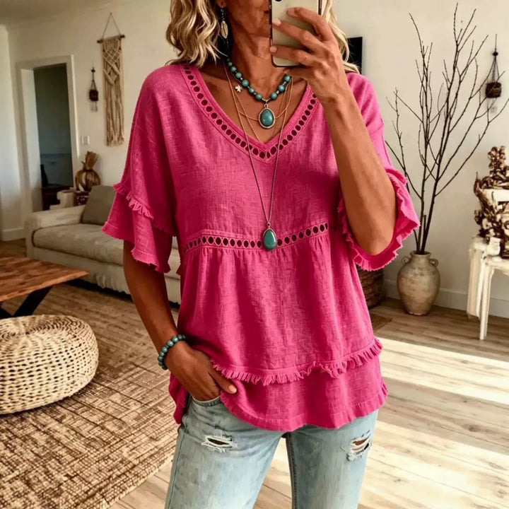 Ladies airy blouse with cut-out shoulders Mune Fashion