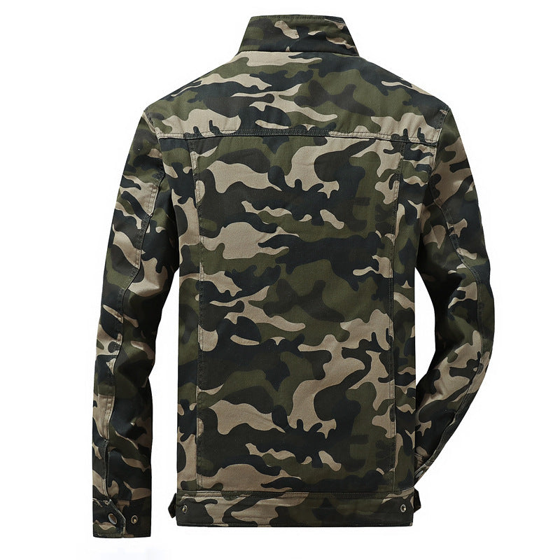 Men's field jacket in camouflage pattern with teddy fleece lining, multiple pockets and shoulder epaulets Mune Fashion