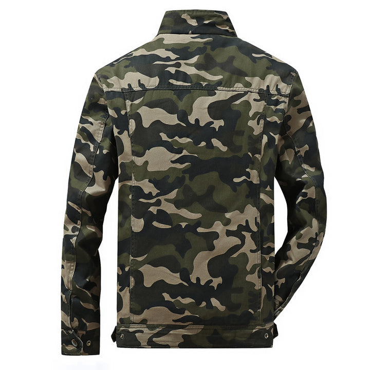 Men's field jacket in camouflage pattern with teddy fleece lining, multiple pockets and shoulder epaulets Mune Fashion