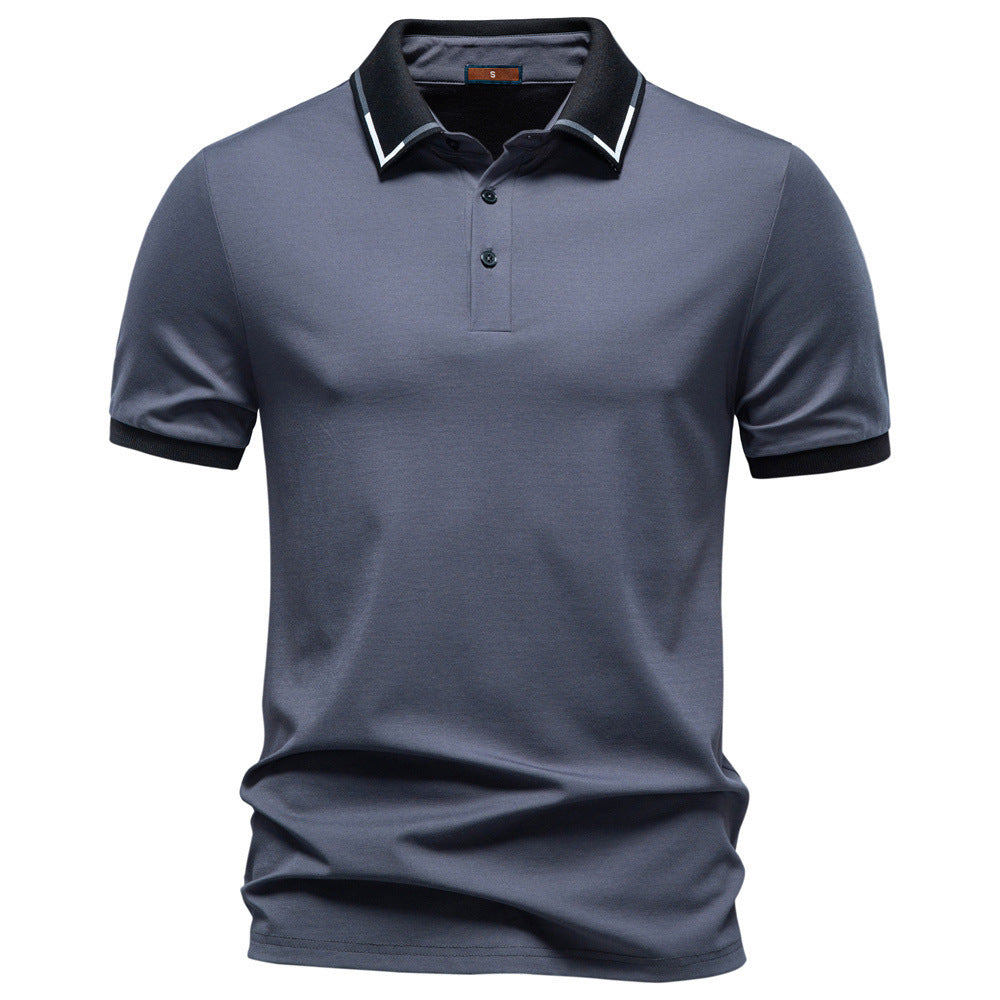 Men's breathable polo shirt made of cotton blend with contrast collar and ribbed sleeve cuffs Mune Fashion