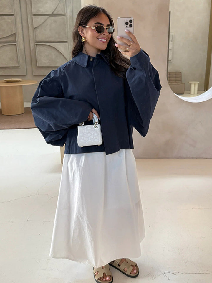 Women Boxy Cropped Short Jacket with Voluminous Balloon Sleeves Mune Fashion