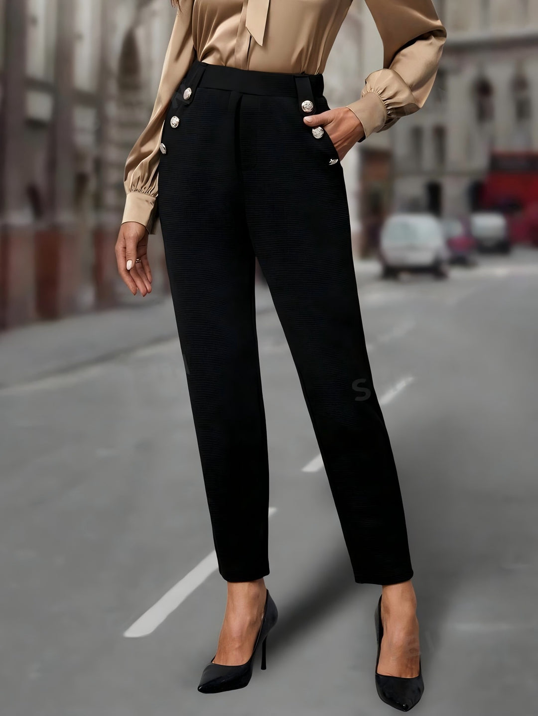 Women Elegant and Figure-Hugging High-Waist Pants Mune Fashion