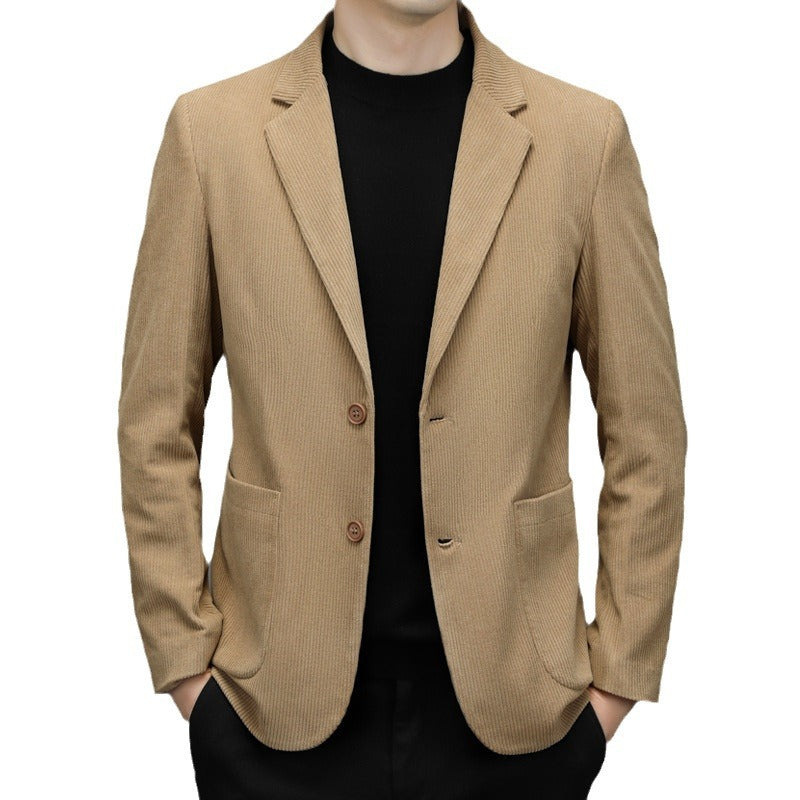Men's Corduroy Blazer Slim Fit with Notched Lapel and Patch Pockets Mune Fashion