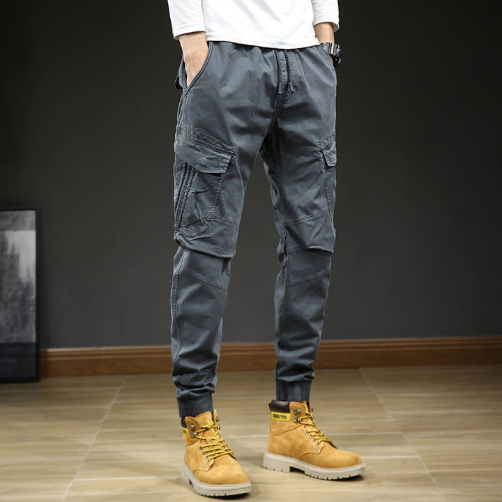 Men's Tapered Cargo Jogger with Ribbed Ankle Cuffs and Reinforced Knee Panels Mune Fashion