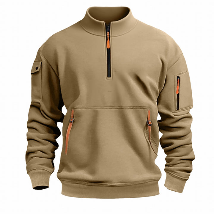Men's nano sweatshirt with stand-up collar, half zipper, kangaroo pocket, and arm pocket Mune Fashion
