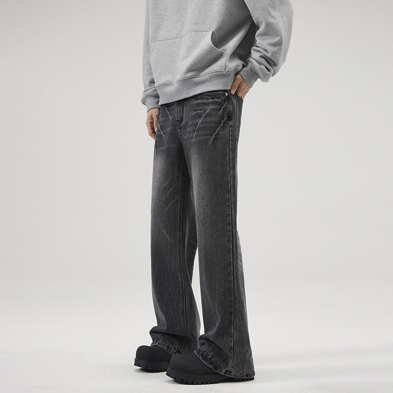 Men's wide jeans in relaxed cut with low rise and used look Mune Fashion