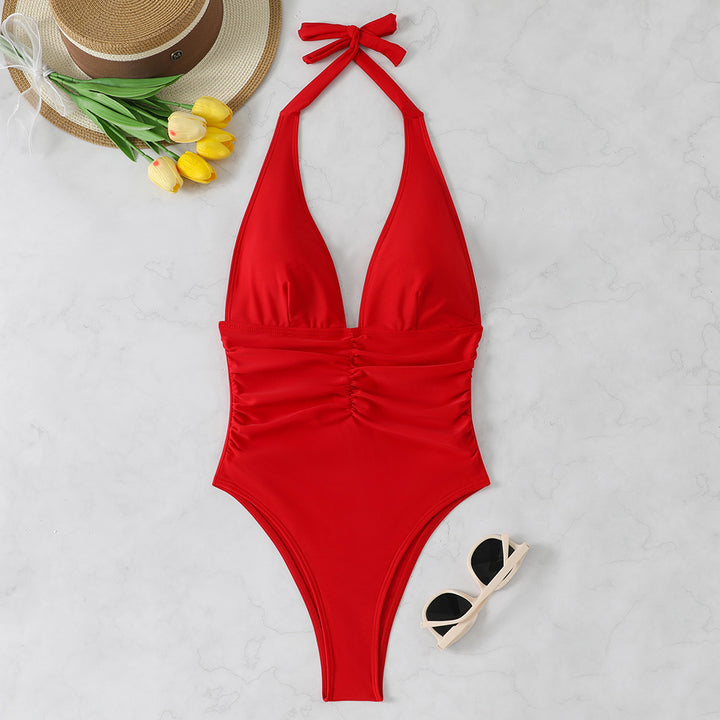 Ladies high-neck swimsuit with gathering and flattering cut Mune Fashion