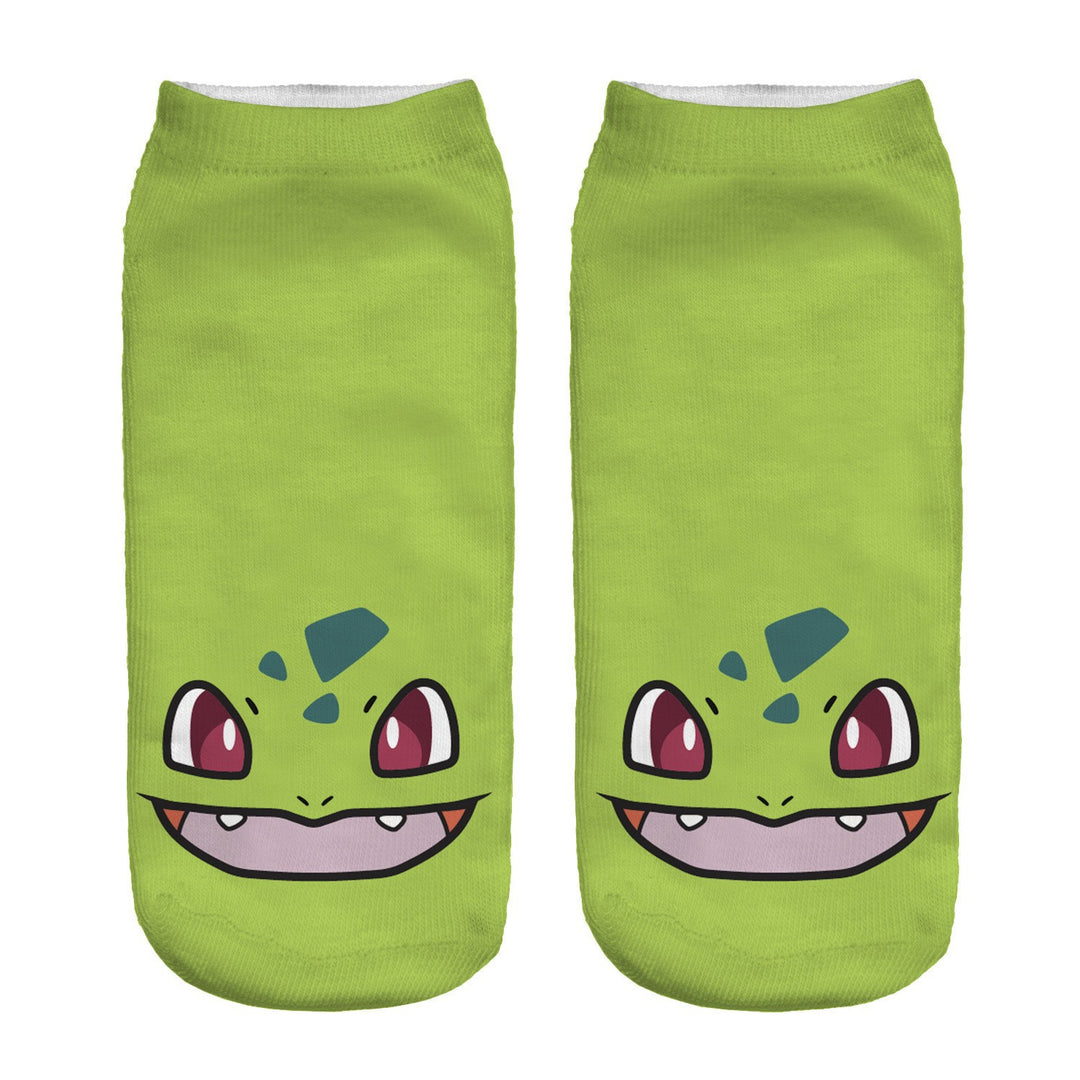 Unisex Low Ankle Socks with Cartoon Monster Face and Soft Cotton Blend Mune Fashion