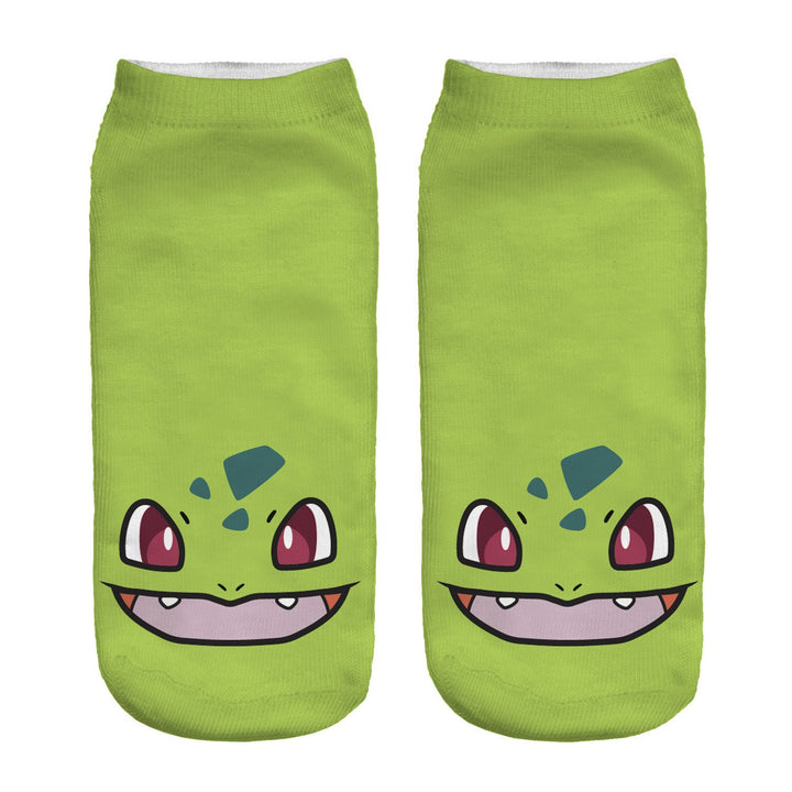 Unisex Low Ankle Socks with Cartoon Monster Face and Soft Cotton Blend Mune Fashion