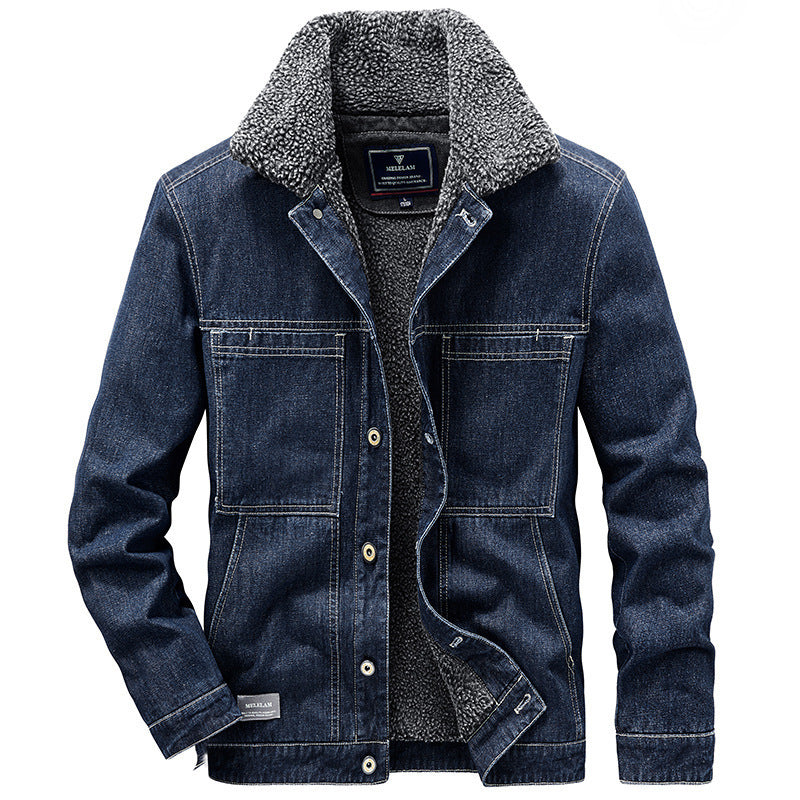 Men's Sherpa-lined Denim Jacket in Worker Style Mune Fashion