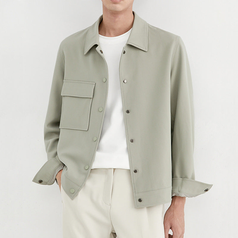 Men's Oversized Utility Jacket with Patch Chest Pocket and Snap Placket Mune Fashion
