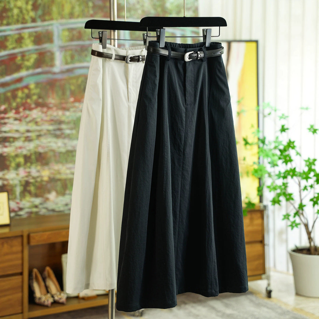 Women's Elegant Maxi Skirt with Waist Belt Mune Fashion