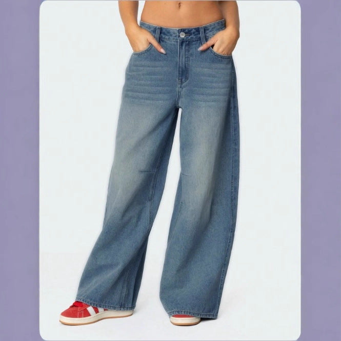 Women's Extra Wide High-Waist Denim Palazzo Pants with Long Flare Mune Fashion