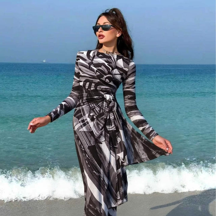 Women's Maxi Beach Dress with Sophisticated Wrap Design Mune Fashion